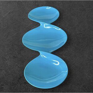 Q Squared Melamine Teal MCM Retro Twisted Serving Candy Nuts Dip Tray Mod